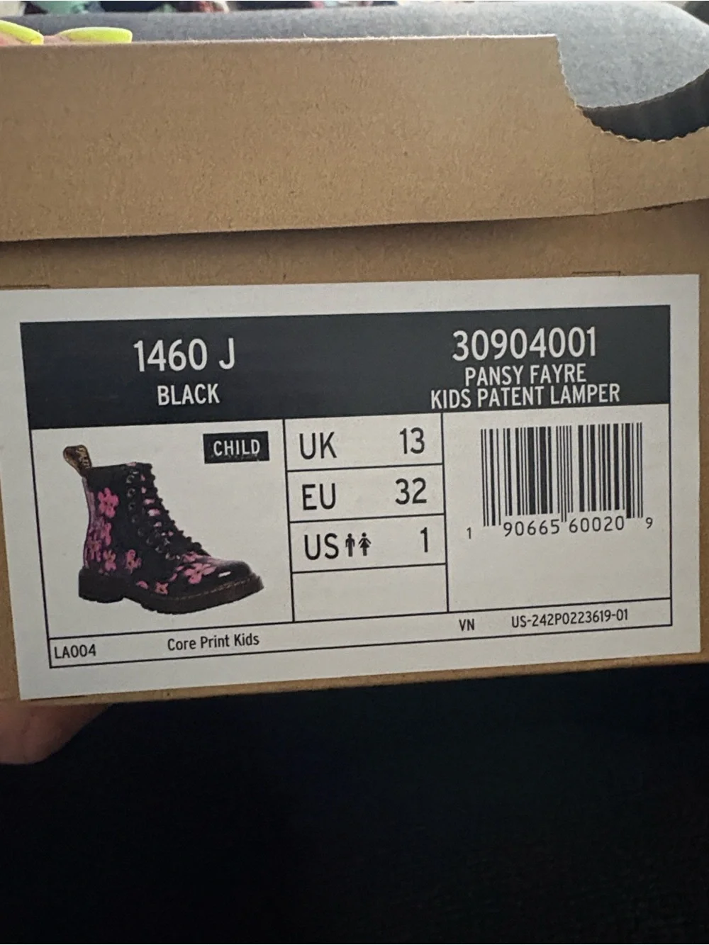 Dr. Martens Black Patent Floral Combat Boots with Pink Flowers